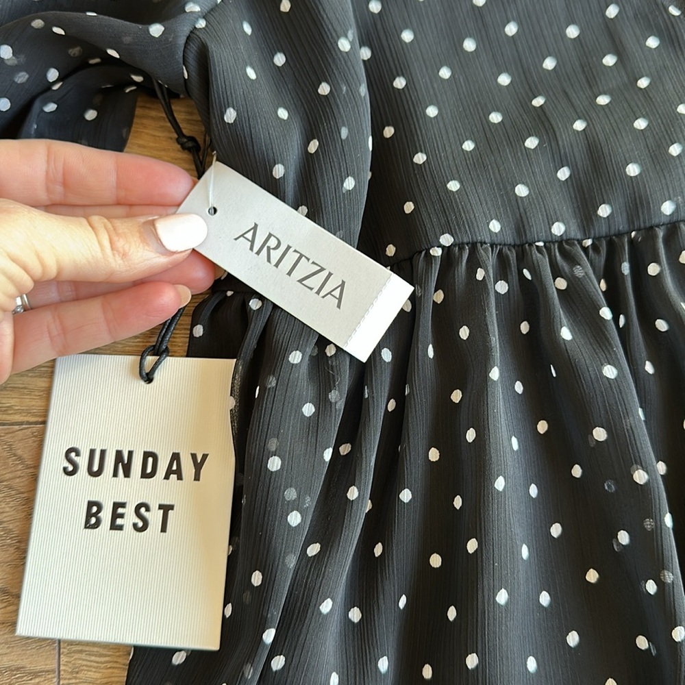 Aritzia Sunday Best Black Polka Dot Dress - Picture 5 of 5